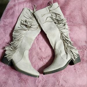 SO Fringe Knee high Boots